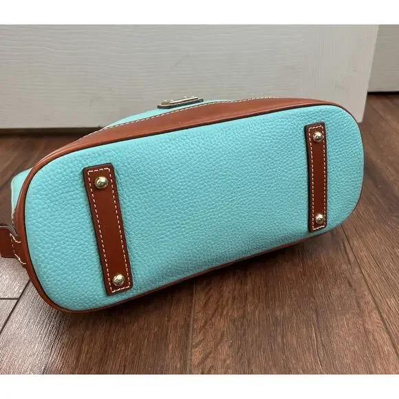 DOONEY & BOURKE Turquoise Pebble Leather Zip Top Domed Satchel Bag Purse - Picture 11 of 16